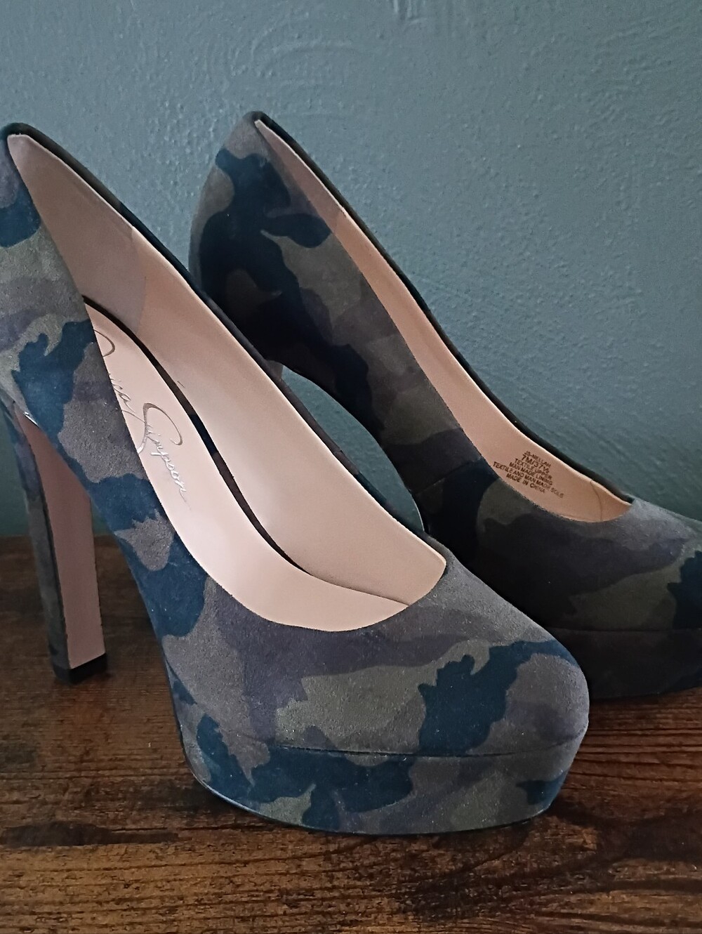 Jessica Simpson 7 Nellah Camoflauge Platform Pumps Heels Shoes Career Going Out
